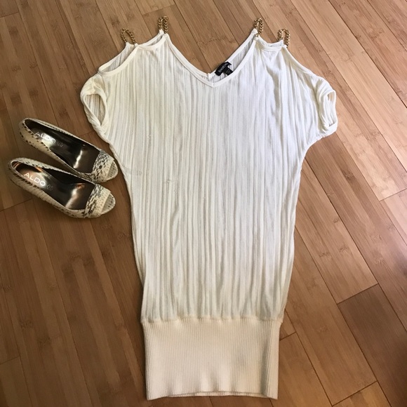Sassy Bebe Off-White Sheer Sweater Dress - Picture 4 of 8